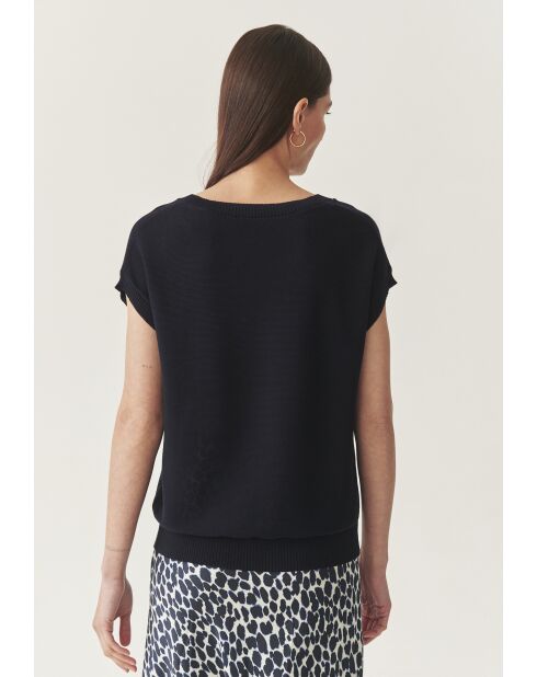 Marineblaue Strickbluse Ezalja