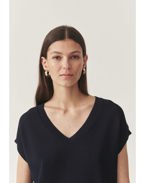 Marineblaue Strickbluse Ezalja