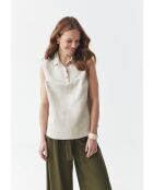 Linnen blouse van Valeria in gemêleerd beige