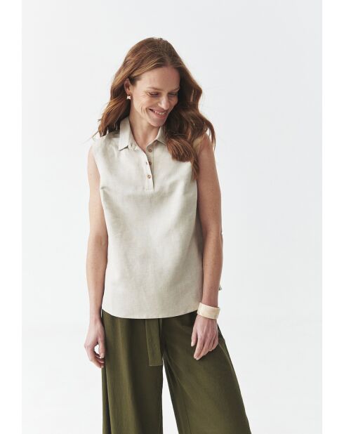 Leinenbluse Valeria in meliertem Beige