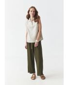 Linnen blouse van Valeria in gemêleerd beige