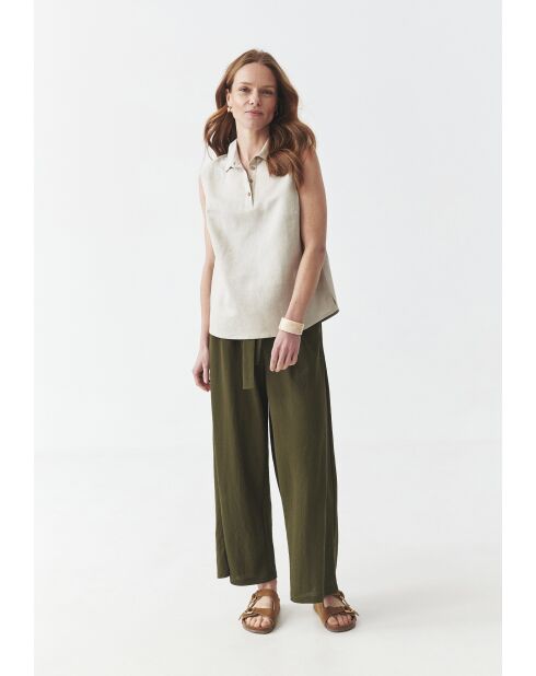 Leinenbluse Valeria in meliertem Beige
