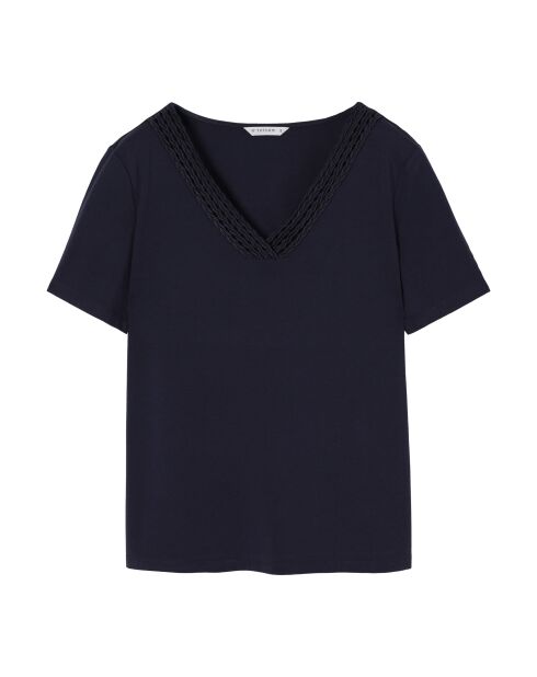 Indigoblaue Strickbluse Erykah aus Baumwolle