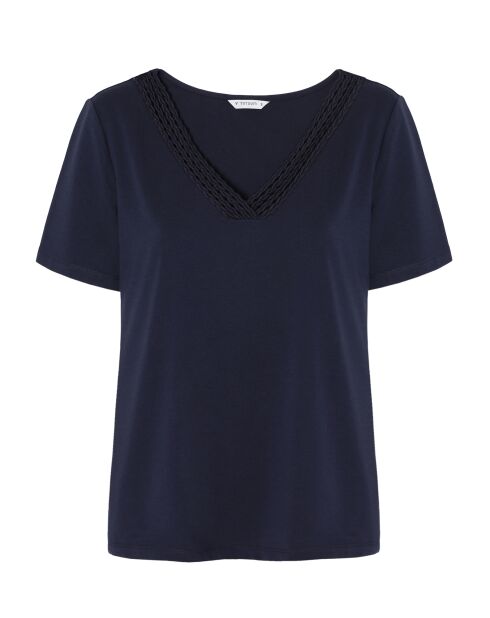 Indigoblaue Strickbluse Erykah aus Baumwolle