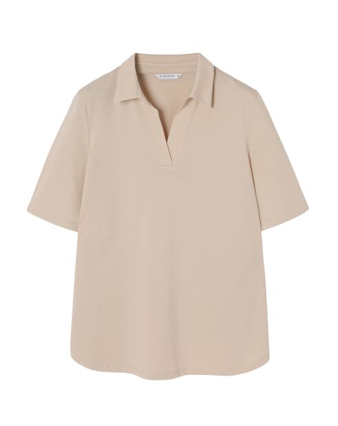 Hellbeige Baumwollstrickbluse Ambroki