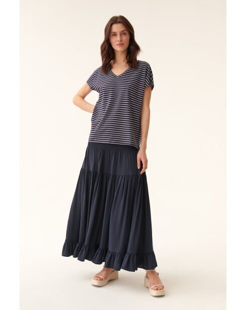 Marineblaue Baumwollstrickbluse Lona