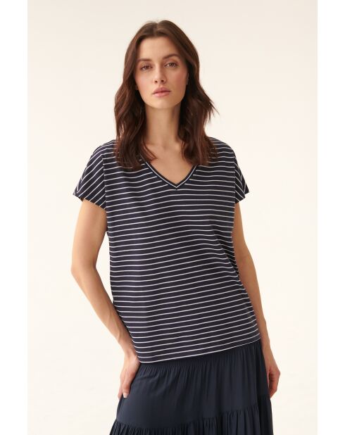 Marineblaue Baumwollstrickbluse Lona