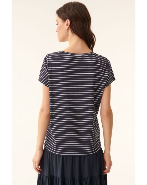 Marineblaue Baumwollstrickbluse Lona