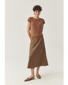 Camelbruine rok Satini 1