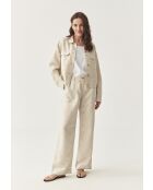 Beige linnen outdoorjas met vlekjes van Mewe