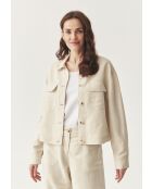Beige linnen outdoorjas met vlekjes van Mewe