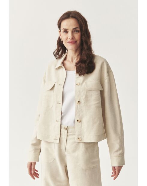 Beige linnen outdoorjas met vlekjes van Mewe