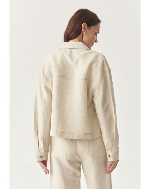 Beige linnen outdoorjas met vlekjes van Mewe