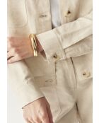 Beige linnen outdoorjas met vlekjes van Mewe