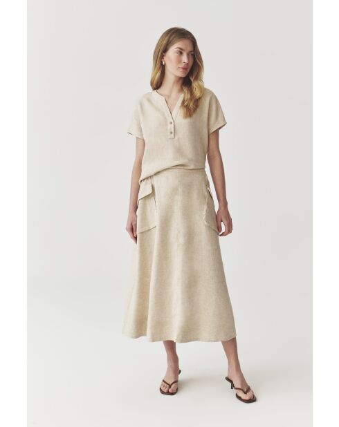 Koni 2 linnen rok in gemêleerd beige
