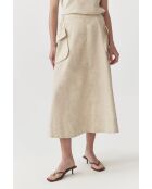Koni 2 linnen rok in gemêleerd beige