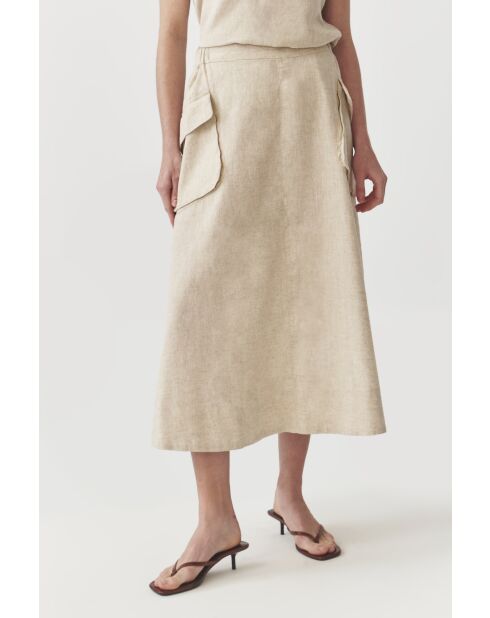 Koni 2 linnen rok in gemêleerd beige