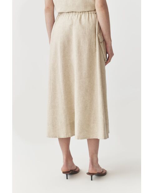 Koni 2 linnen rok in gemêleerd beige