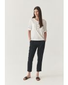 Blouse tricotée en coton Alja blanc cassé