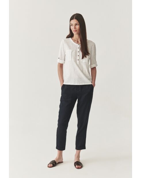 Blouse tricotée en coton Alja blanc cassé