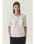 Blouse tricotée en coton Alja blanc cassé