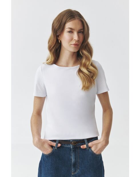 Witte gebreide katoenen blouse van Mikaja