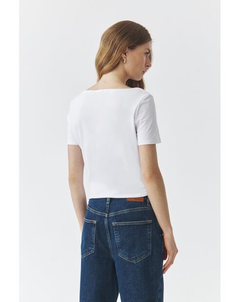 Witte gebreide katoenen blouse van Mikaja
