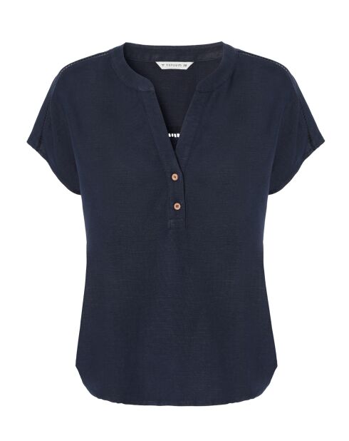 Indigoblaue Leinenbluse Sarakino