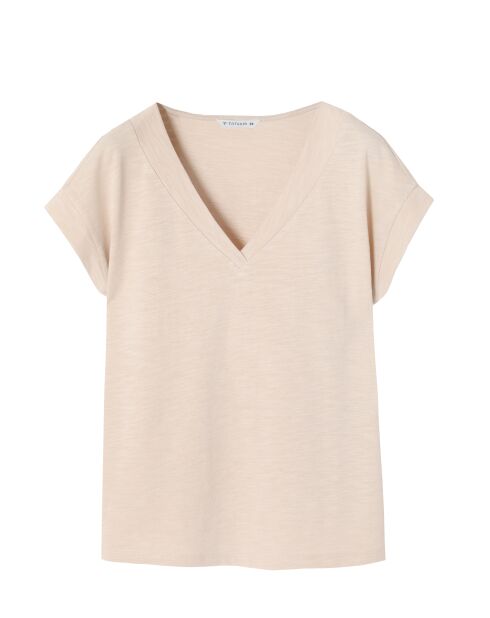 Lichtbeige gebreide katoenen blouse Sevi