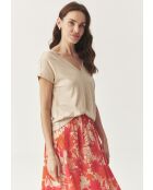 Lichtbeige gebreide katoenen blouse Sevi