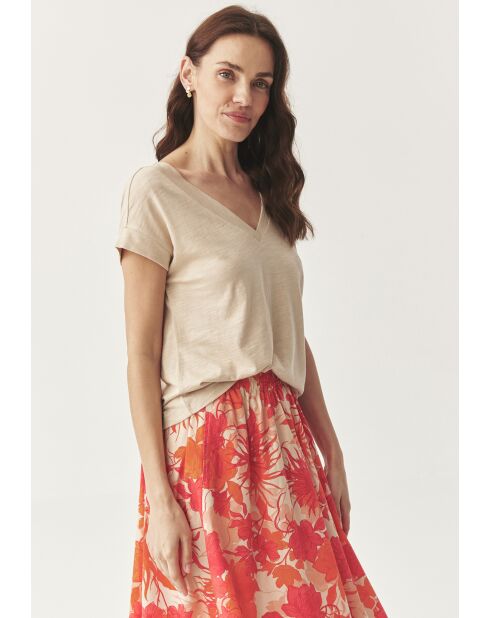 Lichtbeige gebreide katoenen blouse Sevi