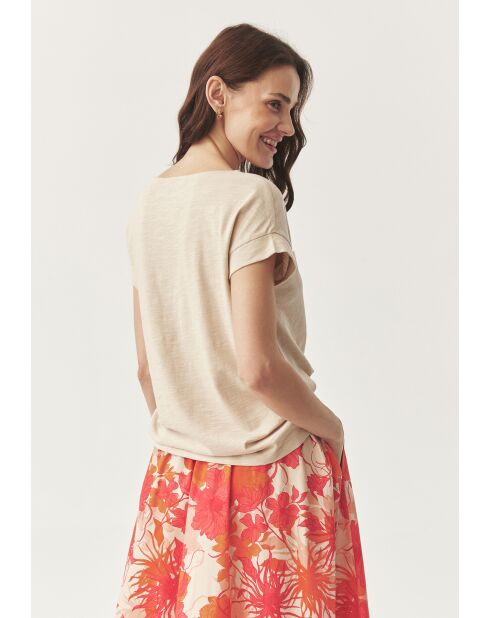Lichtbeige gebreide katoenen blouse Sevi