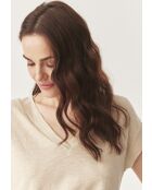 Lichtbeige gebreide katoenen blouse Sevi