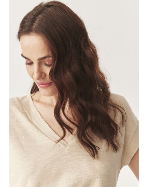 Lichtbeige gebreide katoenen blouse Sevi