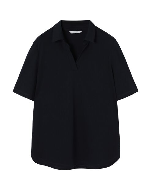 Donkerblauwe blouse van gebreid katoen Ambroki