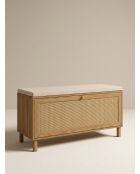 Banc à chaussures Erin 6 paires en cannage bois/beige - 100x30x51 cm