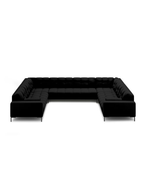 Bali panoramabank 9 zits zwart - 327x256x75 cm