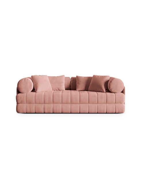 Kemi 3-Sitzer-Schlafsofa aus rosafarbenem Samt, 206 x 95 x 70 cm