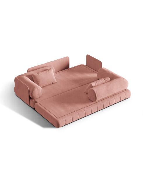 Kemi 3-Sitzer-Schlafsofa aus rosafarbenem Samt, 206 x 95 x 70 cm
