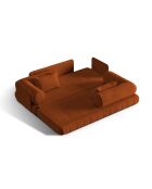 Canapé convertible velours Kemi 3 places terracotta - 206x95x70 cm