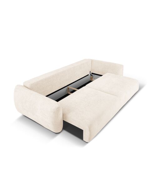 Divano trasformabile Matera 3 posti beige chiaro con contenitore - 240x108x86 cm
