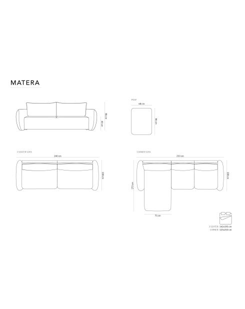 Divano trasformabile Matera 3 posti beige chiaro con contenitore - 240x108x86 cm