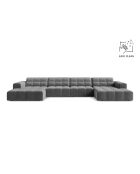 Chicago 6-Sitzer-Sofa aus hellgrauem Panorama-Samt - 375x167x78 cm