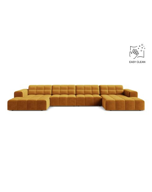 Chicago 6-Sitzer-Sofa aus gelbem Panorama-Samt, 375 x 167 x 78 cm