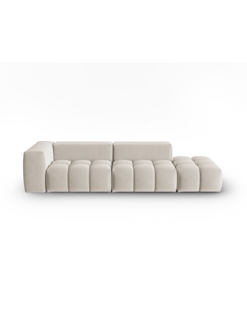 Canapé modulable droit en velours Verona 4 places écru - 265x85x70 cm