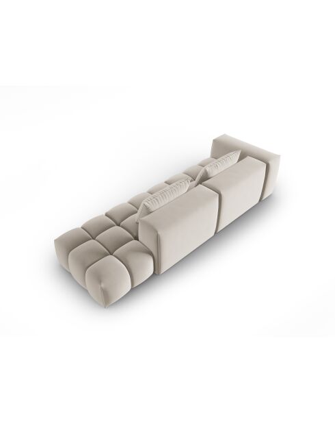 Canapé modulable droit en velours Verona 4 places écru - 265x85x70 cm