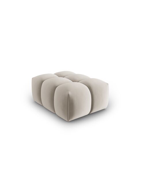 Pouf velours Verona 1 places écru - 60x85x40 cm