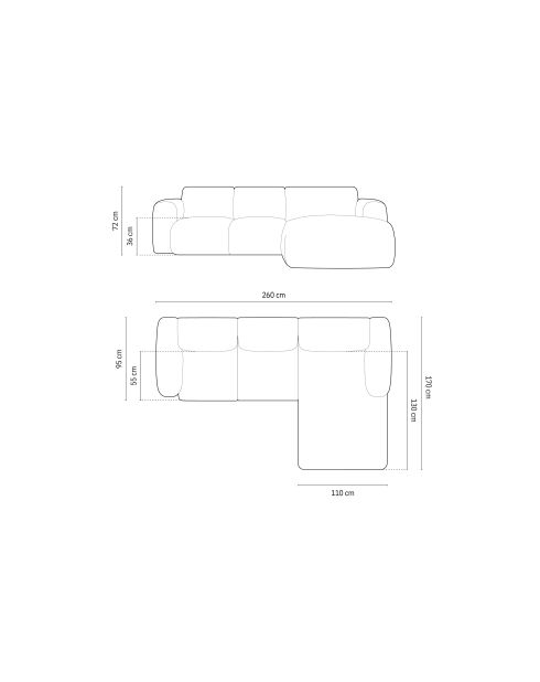 Nolio 4-Sitzer-Ecksofa, beigefarben, rechts, 260 x 170 x 72 cm