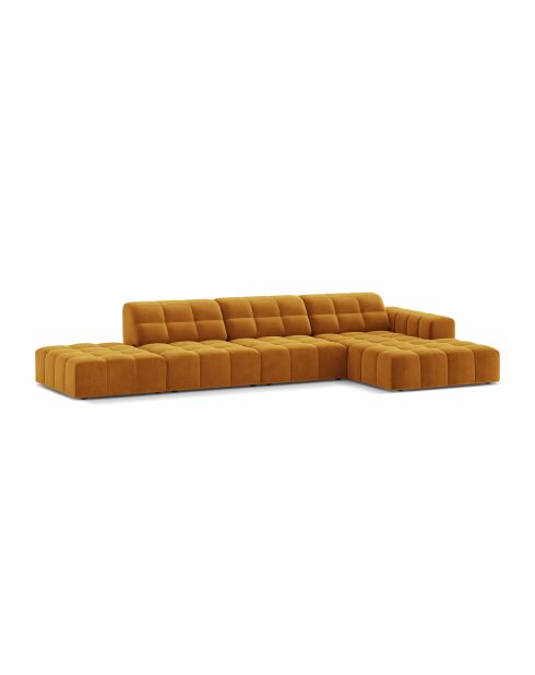 Canapé d'angle droit velours Chicago 5 places jaune - 348x167x78 cm