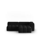Verona 3-zits zwarte modulaire fluwelen hoekbank rechts - 205x145x70 cm
